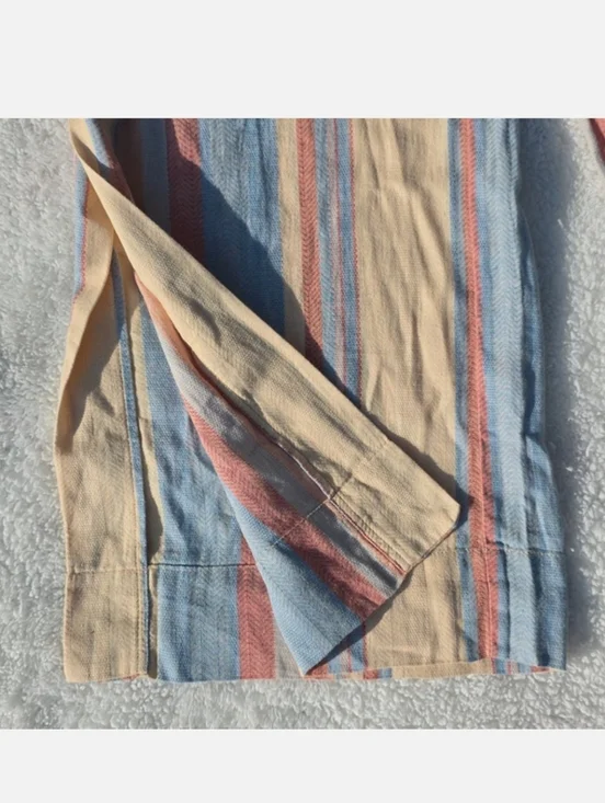 NWT Anthropologie Beachy Wide-Leg Pants w Belt Size 4 Yellow Blue Linen Pockets - Picture 11 of 16
